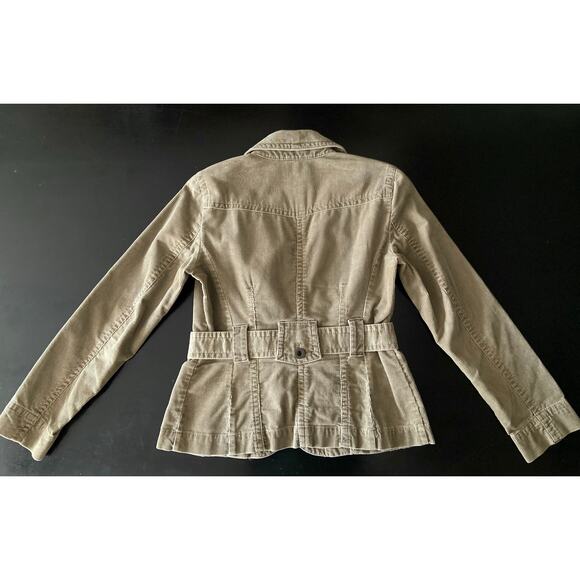 LOFT Army Green Corduroy Crop Jacket w/Belt sz 2P - Picture 6 of 12